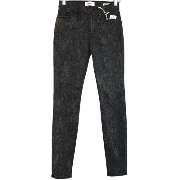 FRAME Le Skinny‎ De Jeanne Tonal Python Jeans Womens Size 28 Snake Stretch New - Picture 1 of 16